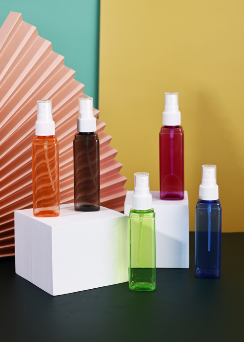 Flacon pătrat transparent de culoare PET de 60 ml