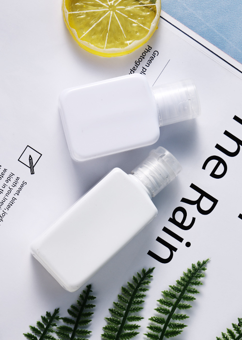 Sticlă pătrată Flip Top PET albă de 60 ml