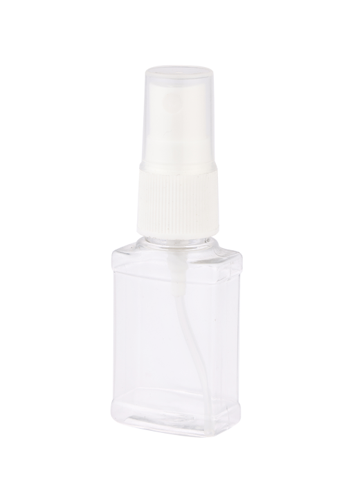Flacon pulverizator pătrat plat transparent de 30 ml PET