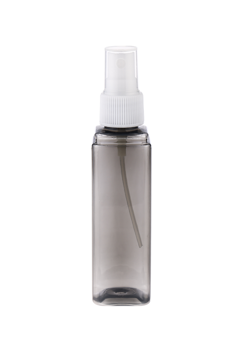 Flacon pătrată cu spray PET transparent de 60 ml. Flacon unghiular