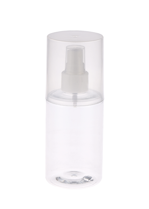 Flacon cu pulverizator PET cu glugă cilindrică groasă de 200 ml. Sticla cu lichid de curățare dezinfectant