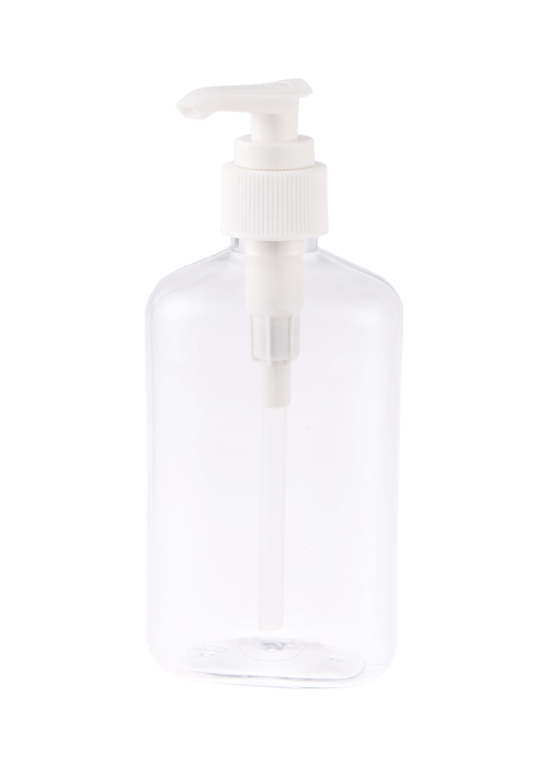 250 ml PET transparent oval plat gel lotiune pompa de presiune sticla dezinfectant dezinfectant maini