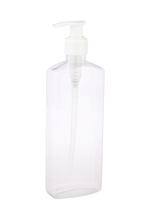 Flacon dezinfectant pentru mâini cu pompă de loțiune flacon pătrat plat transparent PET de 400 ml